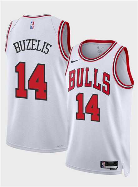 Mens Chicago Bulls #14 Matas Buzelis White 2024 Draft Association Edition Stitched Basketball Jersey Dzhi->chicago bulls->NBA Jersey